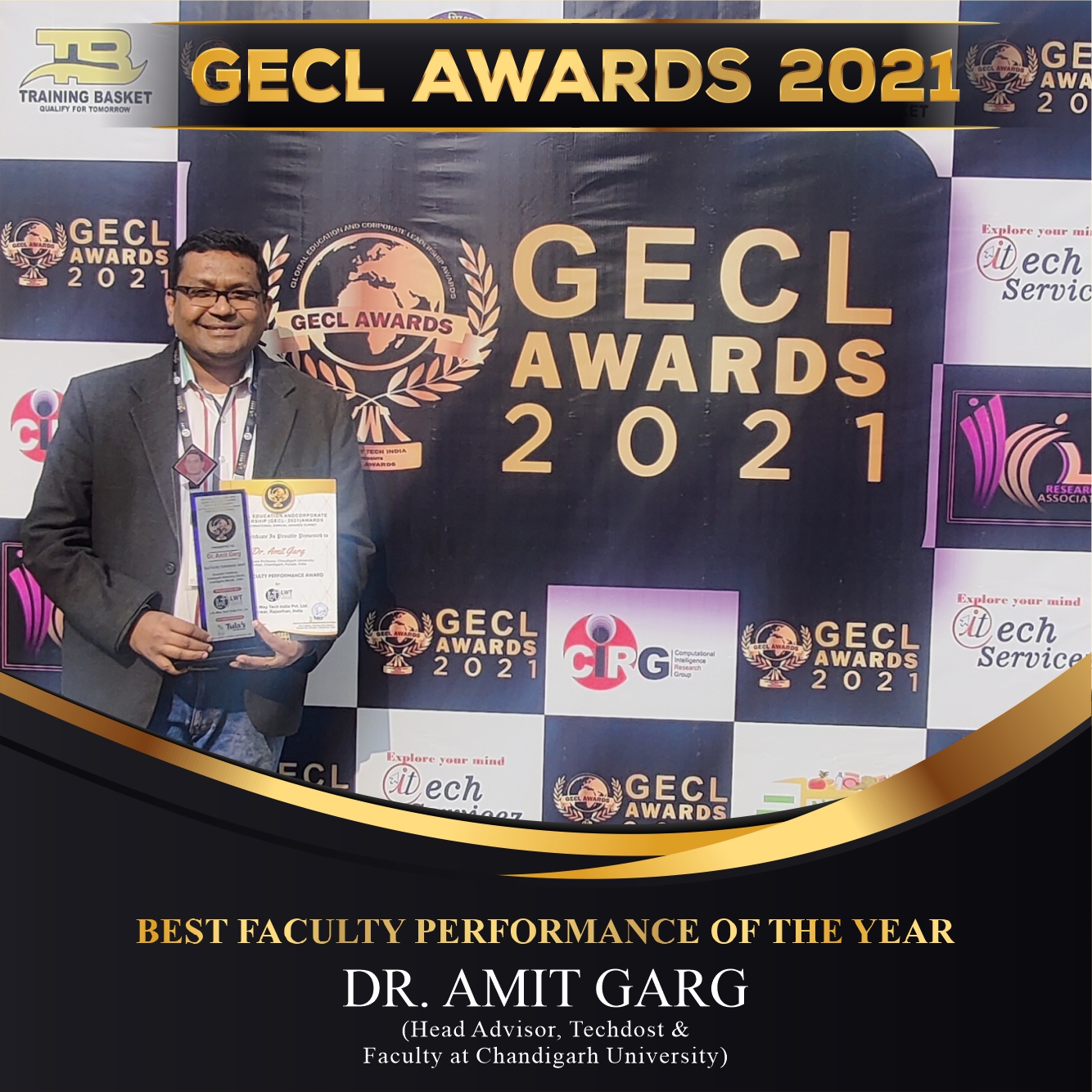 Awards and Achievements - TechDost Best Faculty Performance of the Year - Dr. Amit Garg-1